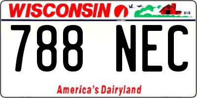 WI license plate 788NEC