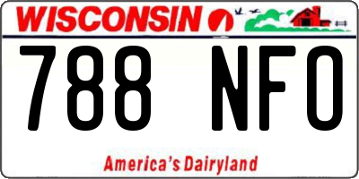 WI license plate 788NFO