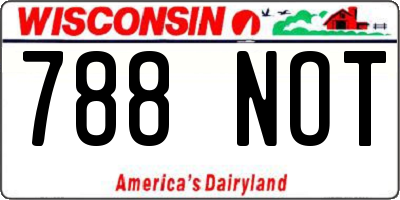 WI license plate 788NOT