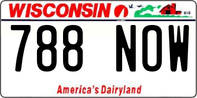 WI license plate 788NOW