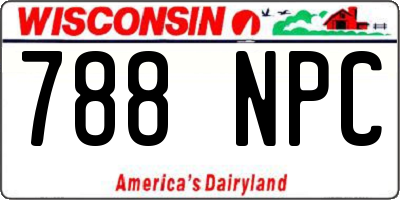 WI license plate 788NPC