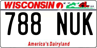 WI license plate 788NUK