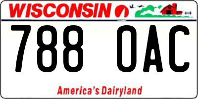WI license plate 788OAC