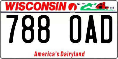 WI license plate 788OAD