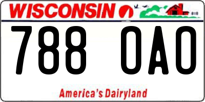 WI license plate 788OAO
