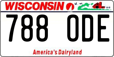 WI license plate 788ODE