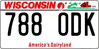 WI license plate 788ODK