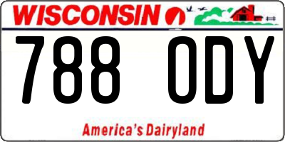 WI license plate 788ODY