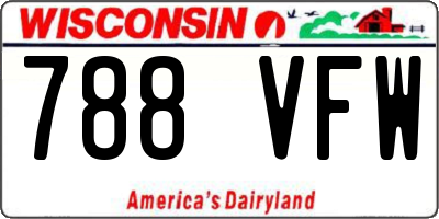 WI license plate 788VFW