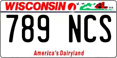 WI license plate 789NCS