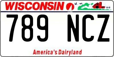 WI license plate 789NCZ