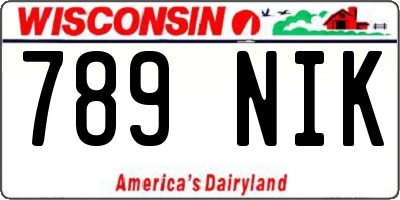 WI license plate 789NIK