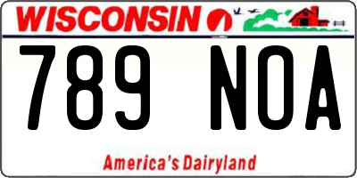 WI license plate 789NOA