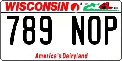 WI license plate 789NOP