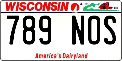 WI license plate 789NOS