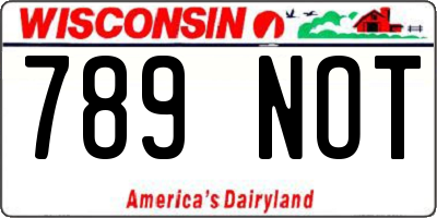 WI license plate 789NOT