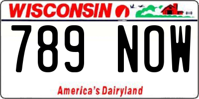 WI license plate 789NOW