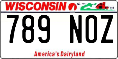 WI license plate 789NOZ