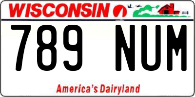 WI license plate 789NUM