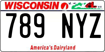 WI license plate 789NYZ