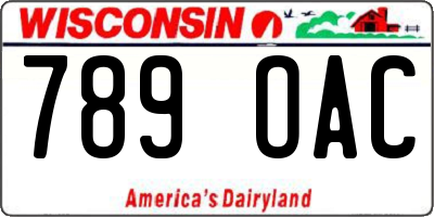 WI license plate 789OAC