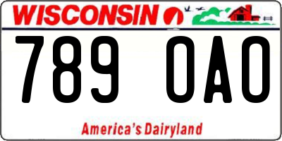 WI license plate 789OAO