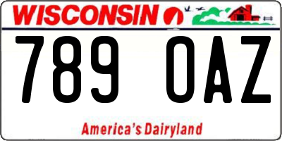 WI license plate 789OAZ