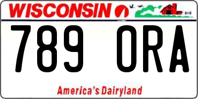WI license plate 789ORA