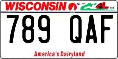 WI license plate 789QAF