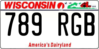 WI license plate 789RGB
