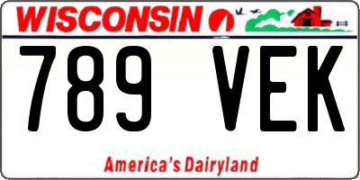 WI license plate 789VEK