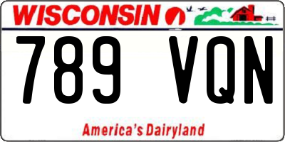 WI license plate 789VQN