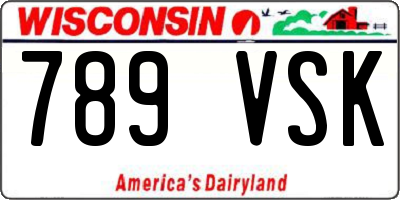 WI license plate 789VSK