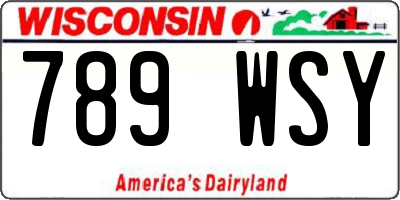 WI license plate 789WSY