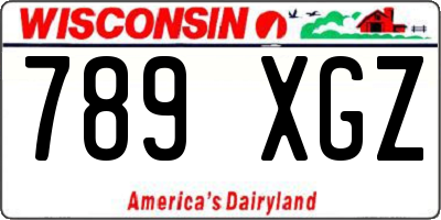 WI license plate 789XGZ