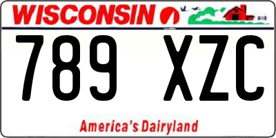 WI license plate 789XZC