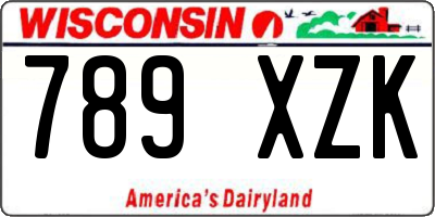 WI license plate 789XZK
