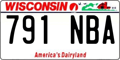 WI license plate 791NBA