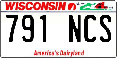 WI license plate 791NCS