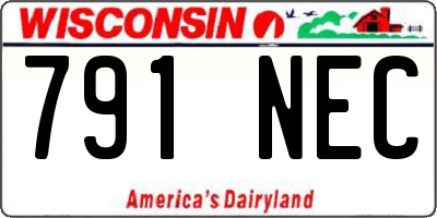 WI license plate 791NEC