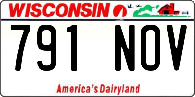 WI license plate 791NOV