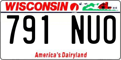 WI license plate 791NUO