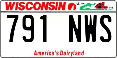 WI license plate 791NWS