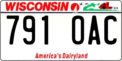 WI license plate 791OAC