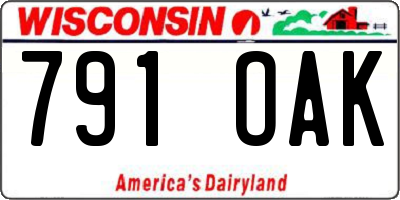 WI license plate 791OAK