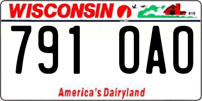 WI license plate 791OAO