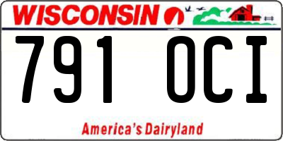 WI license plate 791OCI