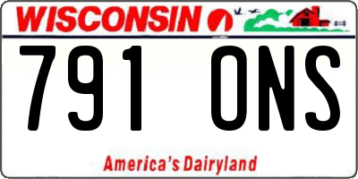 WI license plate 791ONS