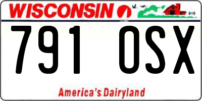 WI license plate 791OSX