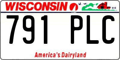 WI license plate 791PLC